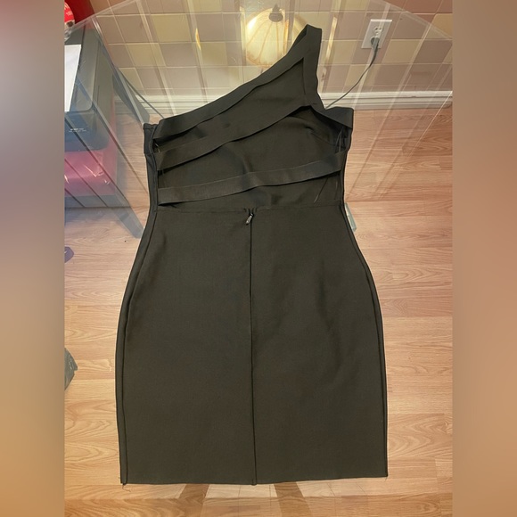 Black Strappy One Shoulder Bandage Mini Dress - Picture 2 of 6